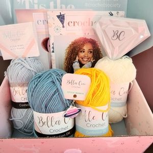 Crochet Society Sampler Box - 3 projects options with yarn and accessories